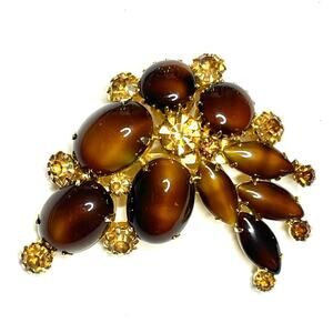 Brooch Topaz Gold Vtg Estate Fashion Jewelry N19